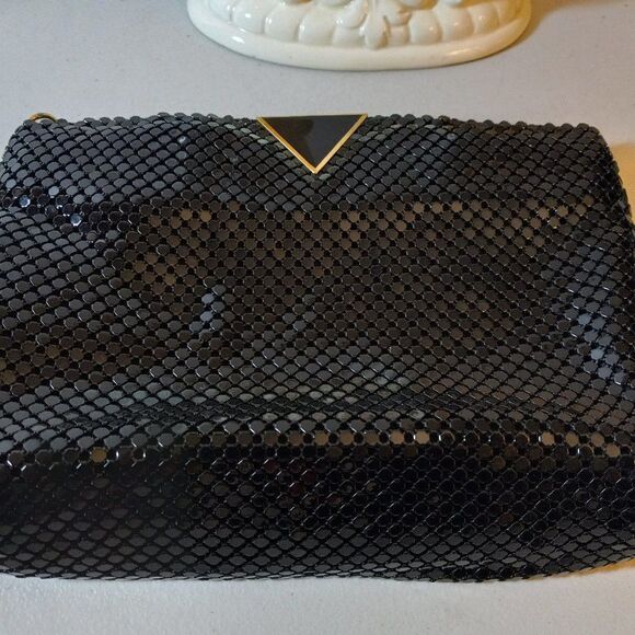 Vintage Mesh Black Clutch bag Cottagecore Grandmacore - Picture 1 of 7